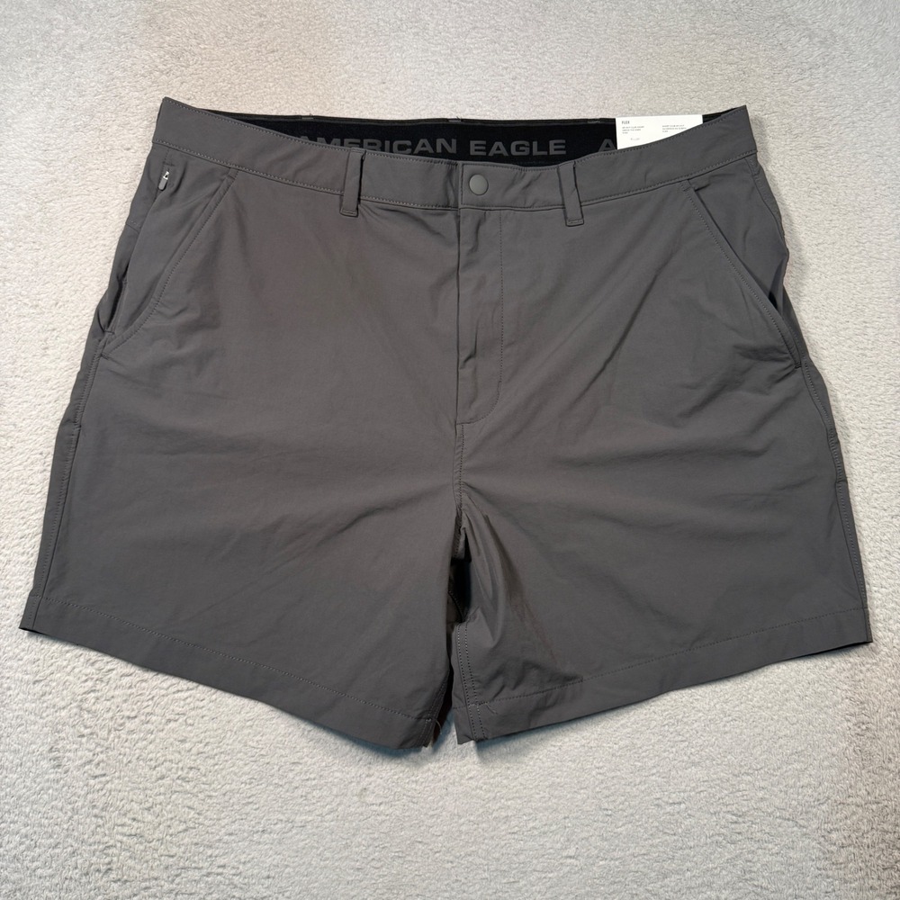 American Eagle AE 24/7 Club Shorts Mens 38 Gray Above The Knee Flex NWT